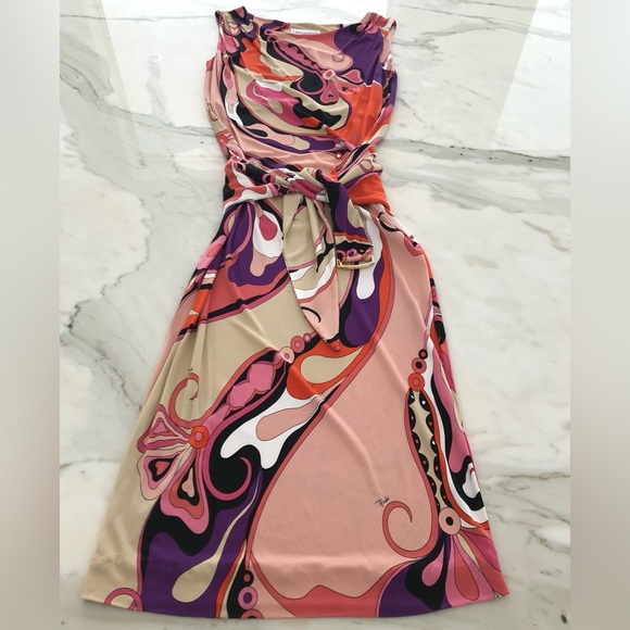 EMILIO PUCCI ORANGE MULTI BELTED DRESS MODEL 11RL95 SIZE IT 42 / US 8 NWOTS! - Picture 5 of 16
